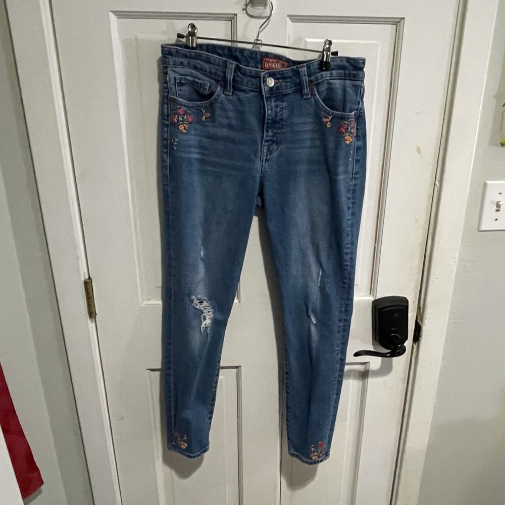 Lucky Brand Floral Embroidered Skinny Jeans